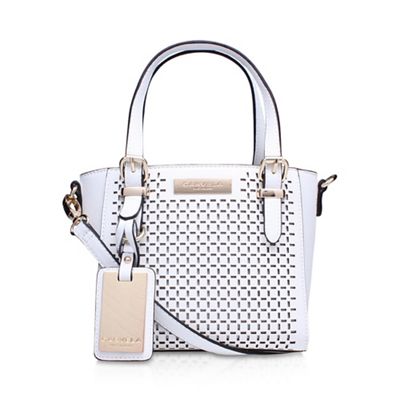 White 'Micro Din' cut out handbag with shoulder straps